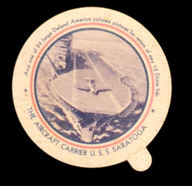 F6-1 Defend America Ice Cream Lids USS Saratoga